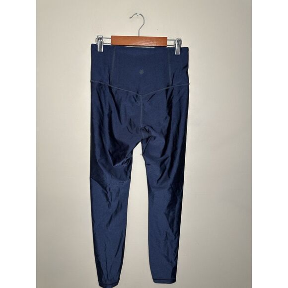 Athleta Elation Shine Tight Navy Blue Womens Size Small Metallic Leggings Gym - Picture 4 of 7